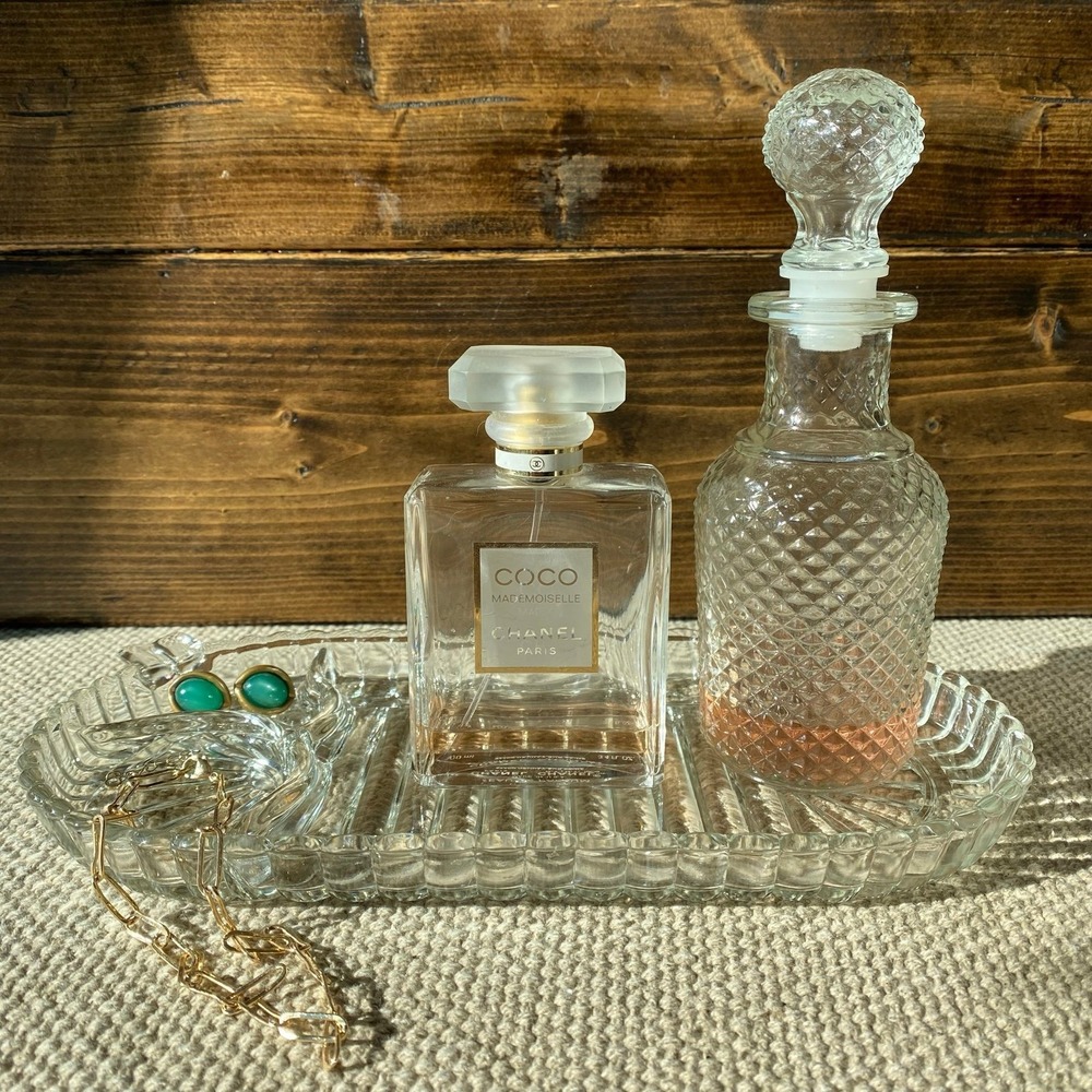 Crystal Glass Perfume Accessory Tray